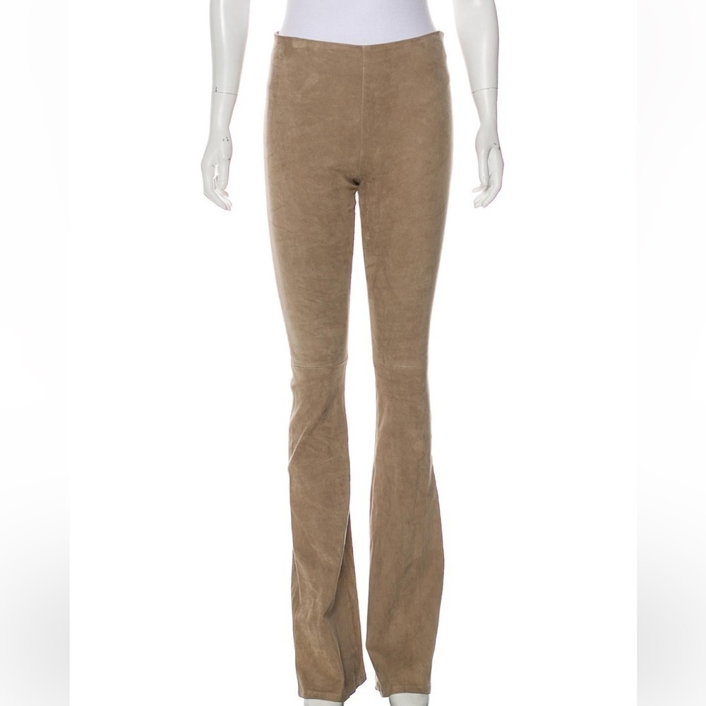 Sablyn Suede Leather Flared Pants - taupe - perfect condition